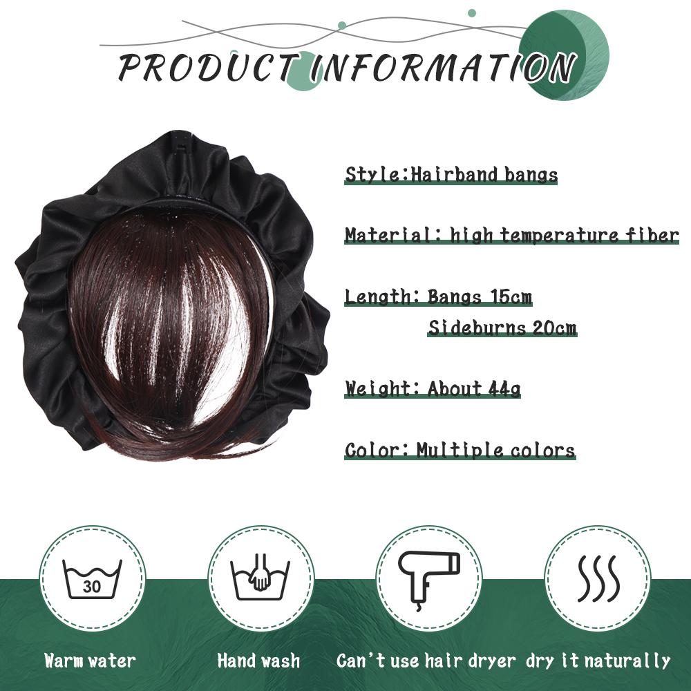 Synthetic Fake Bangs Hair Neat Fringe Bands with Headband Heat Resistant Bangs In Hair Extensions Hairpiece
