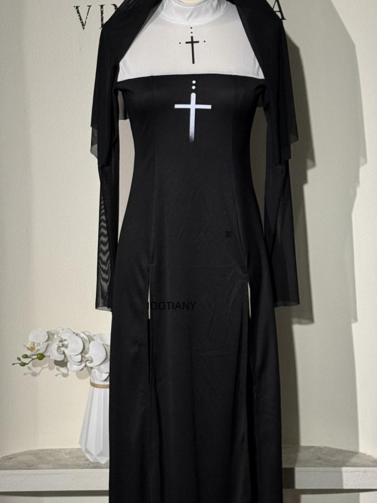 Хэллоуин Милое Женское Аниме Костюм Монахини Ролевая Игра Костюмы для Выступлений Сексуальное Женское Карнавальное Платье Костюм Сестры Новый