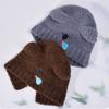 Autumn Winter Hat Women Bear Ear Protection Cap Plush Warm Knitted Wool Hat