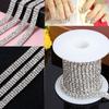 Applique Clear DIY Beautiful Silver Chain Rhinestone 1-row 2-row 3-row Trim 1 Yard Crystal