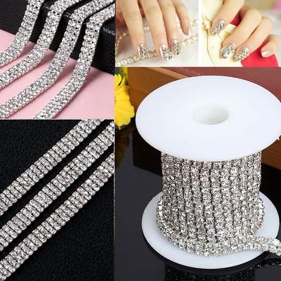 Аппликация Прозрачный DIY Красивая серебряная цепочка со стразами 1 ряд 2 ряда 3 ряда Отделка 1 ярд Кристалл