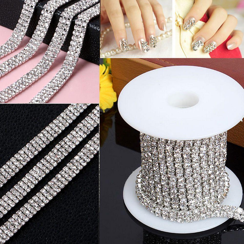Аппликация Прозрачный DIY Красивая серебряная цепочка со стразами 1 ряд 2 ряда 3 ряда Отделка 1 ярд Кристалл