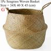 Seaweed Wicker Basket for Dirty Cloth, Laundry Storage Bakset, Hand Woven, FLower Plant Pot, Home Garden Cesta Mimbre