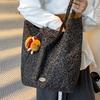 Холщовая сумка-тоут с леопардовым принтом - Мода весна/лето 2025, Большая вместимость, Повседневная сумка через плечо для работы для женщин