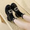 20/4 Rhinestone Square Buckle Wind College Small Leather Shoes Student Casual Women's Shoes Single Shoes