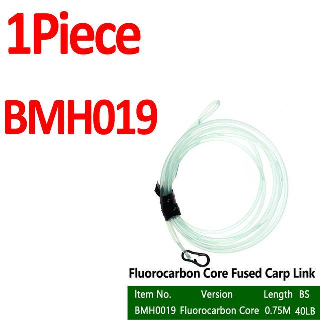 Bimoo 1PC 30LB 35LB 45LB Fluoro Carbon Fused Carp Link High Carbon Carp Main Line Braided Carp Leader Trace with Terminal Swivel