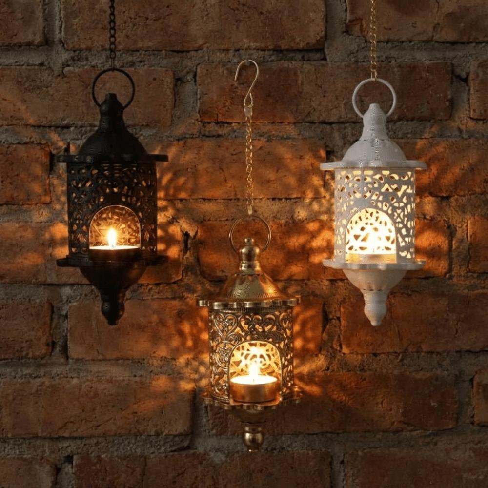 Romantic Hollow Metal Candlestick Iron Hanging Candle Holder Hollow Birdcage Lantern Indoor