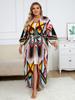 Plus Size Boho Print Women's Kimono Cardigan Tunic Beach Wear Swim Suit Cover Up Outfit Breathable Bathrobe Lounge Wear Wrap Q1332