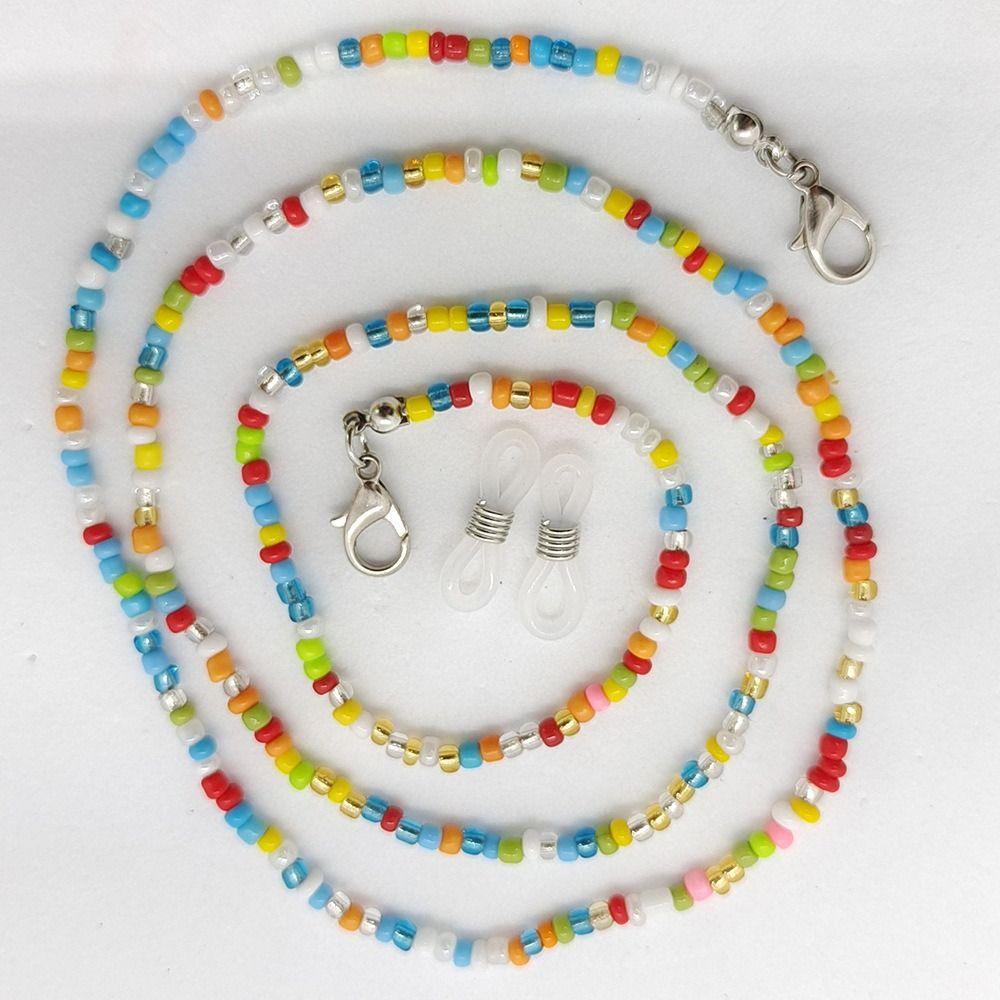 1 шт. Нескользящий ремешок для очков с 2 силиконовыми пряжками, ожерелье для очков, цепочка для очков с бусинами для женщин и мужчин