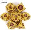 7 Pcs Golden Red Lotus Flower  Metal Dice Solid Metal Polyhedral Dice Set Suitable for Role-Playing RPG  Board Game Card Game
