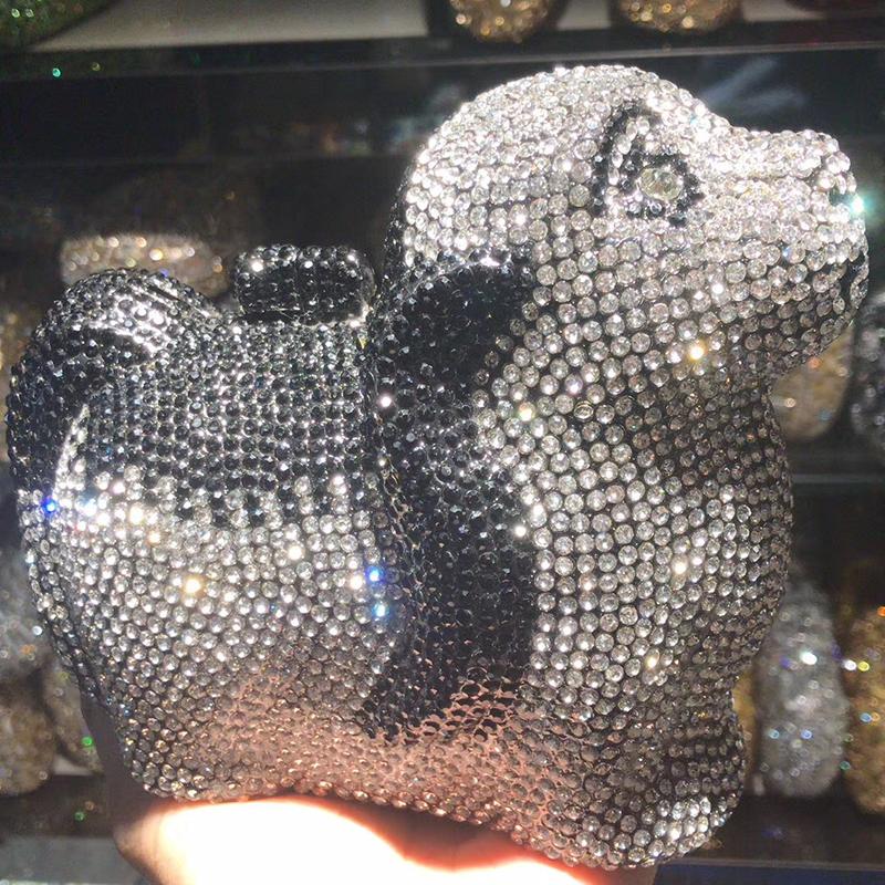 Puppy Diamond Evening Bag Dog Crystal Handbag Rhinestone Bags Wedding Bridal Purse Luxury Crystal Clutches Women Party Purses