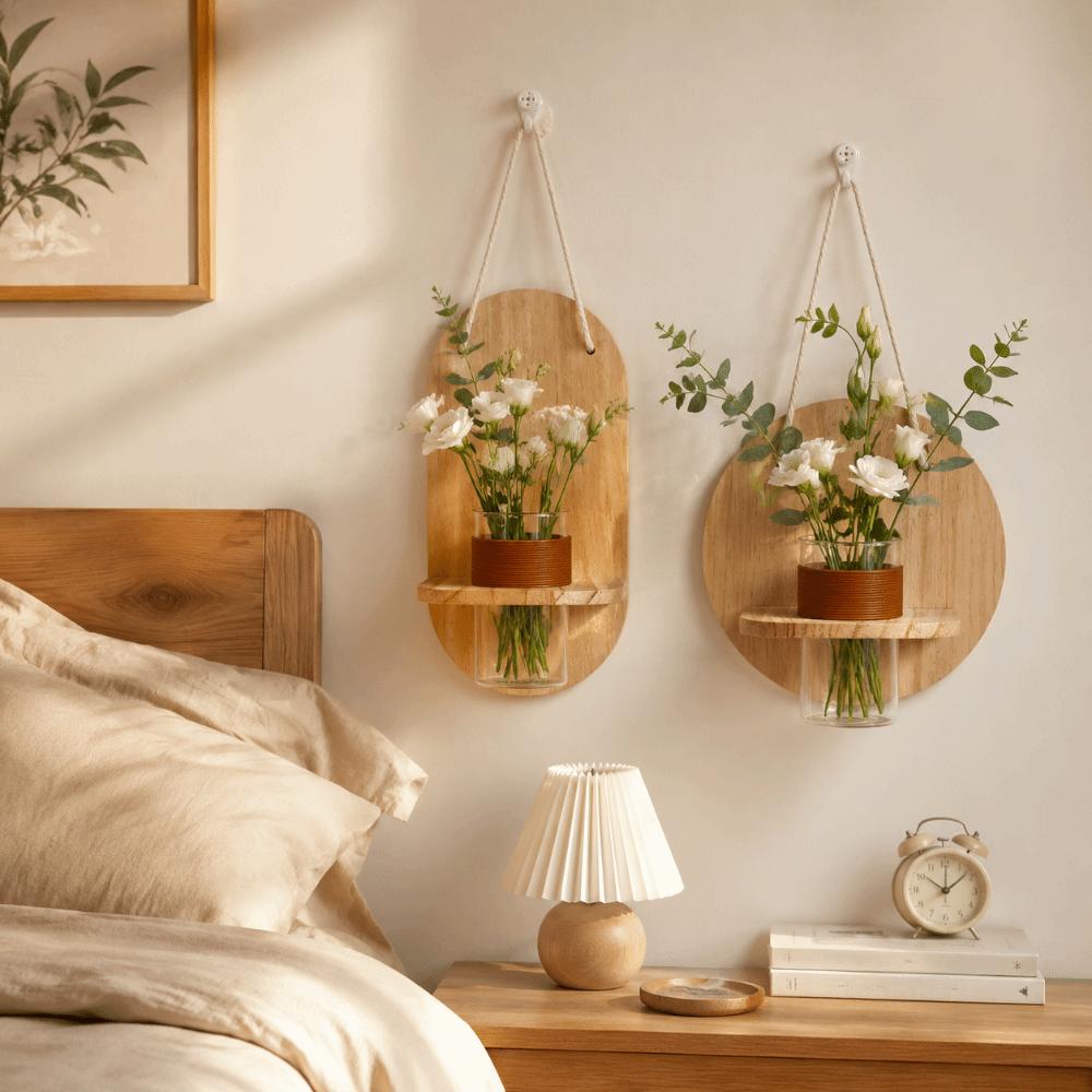 Wooden Wall Hanging Planter Holder Home Ornaments Hydroponic Planter Shelf  Hydroponics