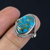 Кольцо в форме глаза из натурального медного бирюзового камня 925 пробы из стерлингового серебра для женщин и девочек