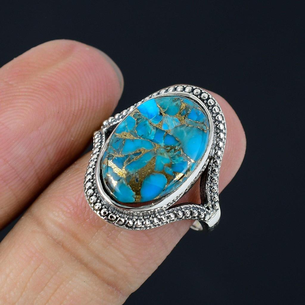 Кольцо в форме глаза из натурального медного бирюзового камня 925 пробы из стерлингового серебра для женщин и девочек