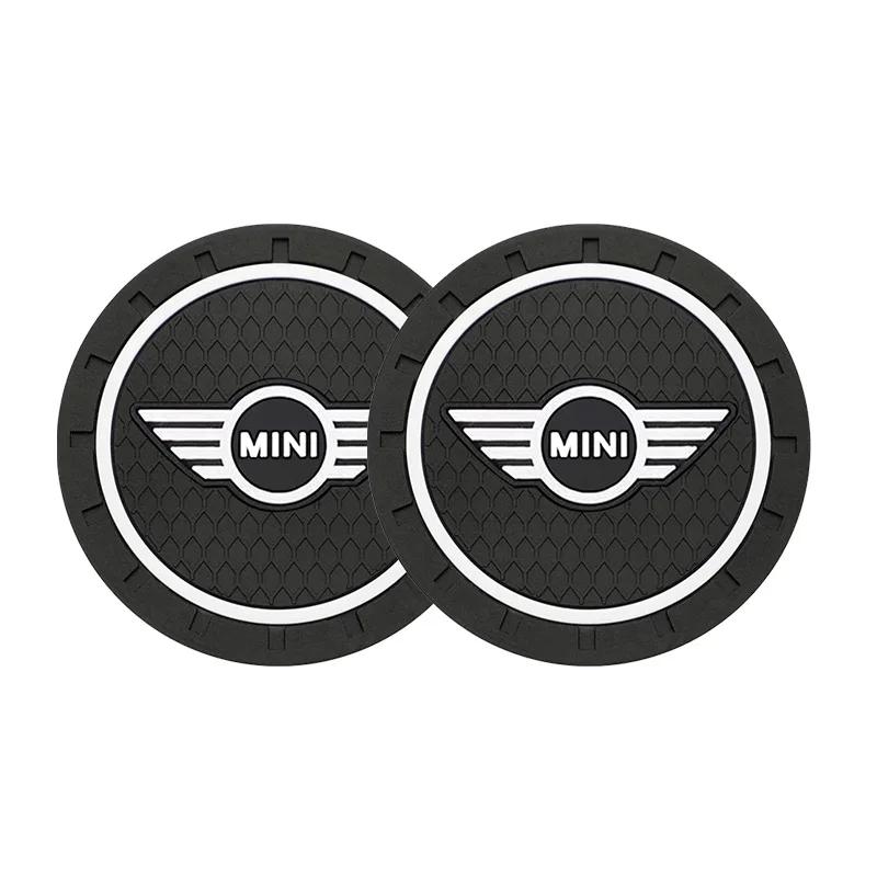 2Pcs Silicone Car Cup Mats Anti Noise Coaster Auto Accessories For MINI One Cooper JCW Countryman Clubman Cabrio Paceman Coupe uylez55