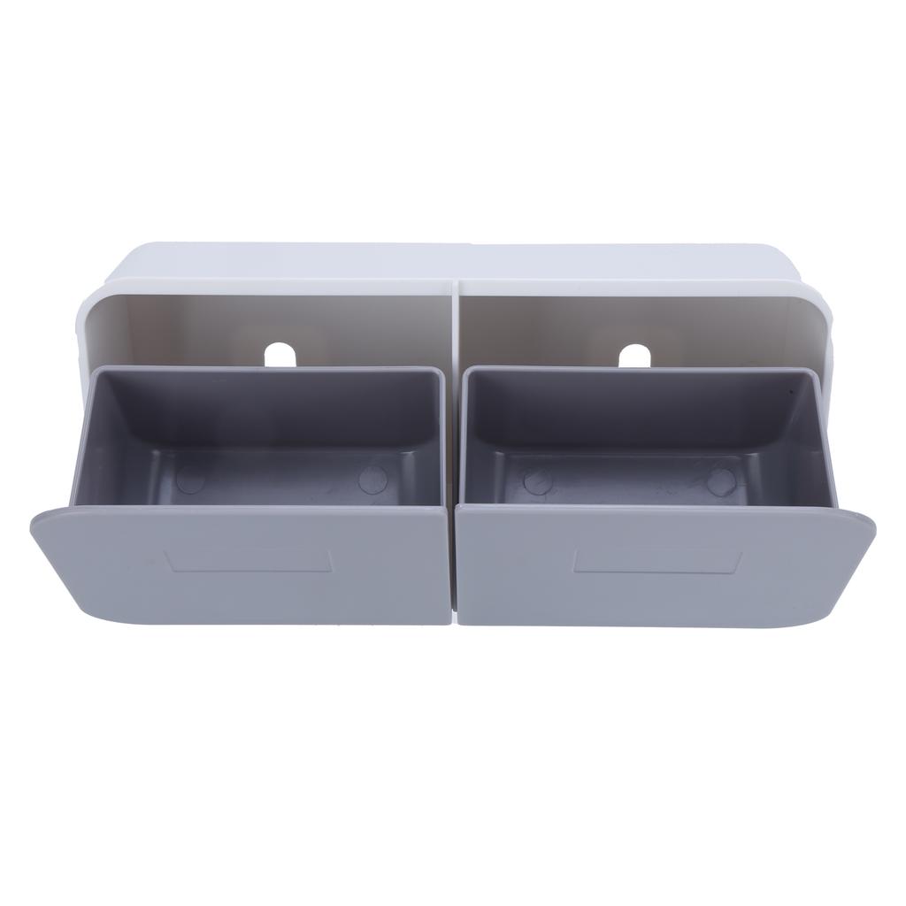 Настенный откидной чехол для косметики, съемный моющийся органайзер для ватных дисков для ванной комнаты, белый, серый