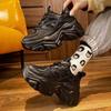 New Women  Fashion Platform Sport Shoes Women Summer Black Casual Chunky Sneakers Women Mesh Leather Platform Shoes