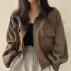 2023 Autumn Retro Loose Corduroy Casual Jacket Comfortable Thickened All-match Long-sleeved Shirt Top Women's Chic Short Coat