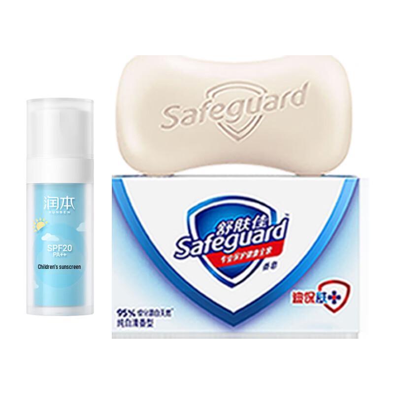 Набор с мылом Safeguard Pure White с ароматом и сменным блоком детского солнцезащитного крема