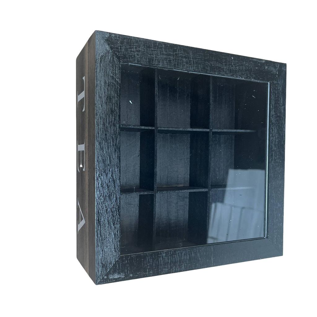 Vintage Wooden Storage Box With 9 Compartments For Jewelry Tea Coffee Organizer Retro Desktop Decorative Accessories 23x23x9cm