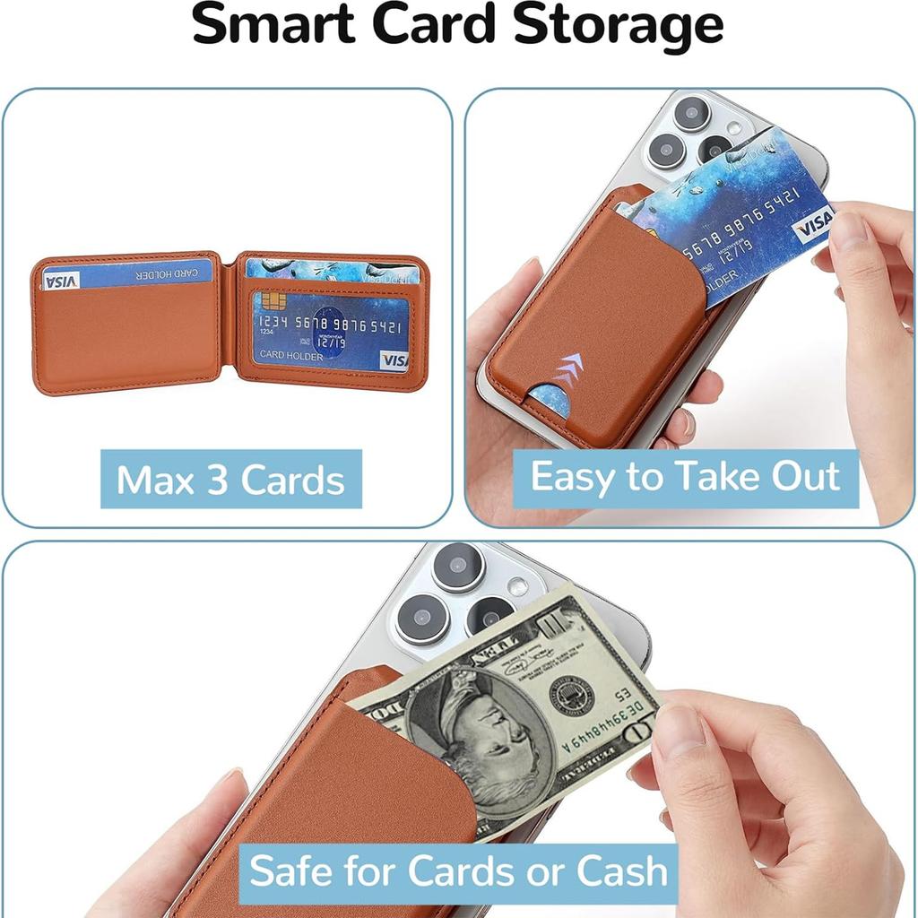 2 in 1 Magnetic MagSafe Wallet Stand, Leather Magnetic Card Holder Wallet for iPhone16/15/14/13/12 Series with Adjustable Holder
