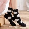 Socks Women Cute Solid Soft Fluffy Dot Socks White Black Coral Velvet Winter Warm Home Indoor Floor Terry Towel Fuzzy Sock Sox