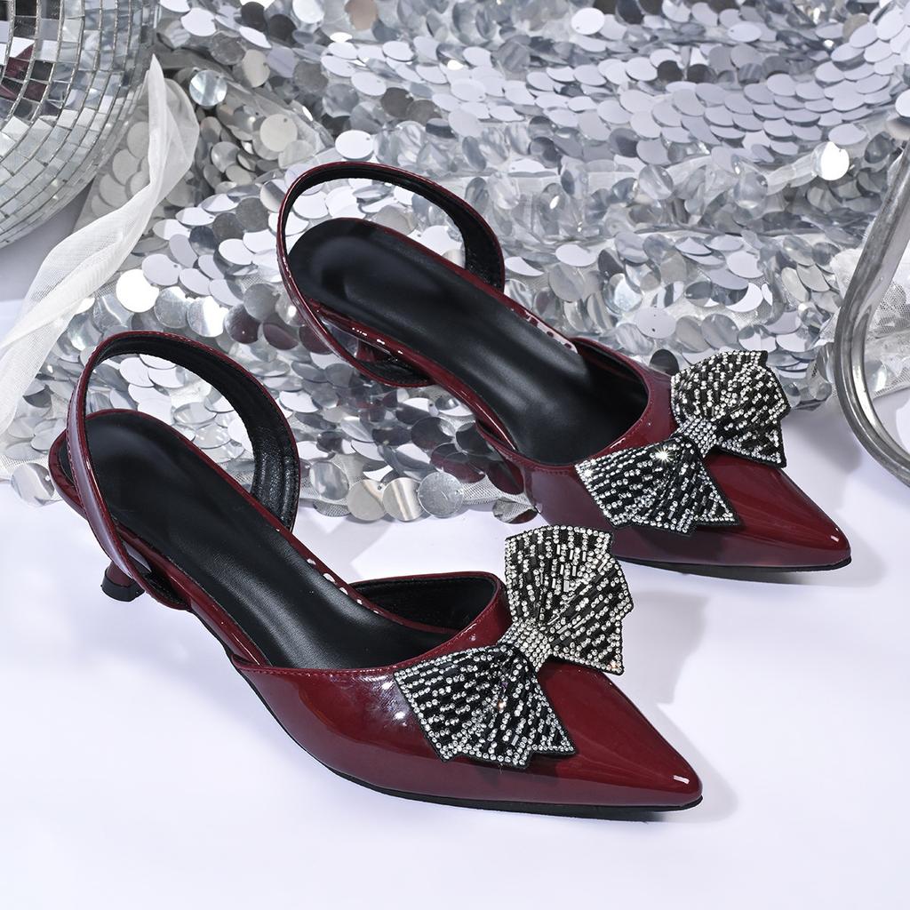 Большие размеры, босоножки на высоком каблуке, лето 2025, новая сумка-головка, тонкий каблук, стразы, бант, высокие каблуки, женские