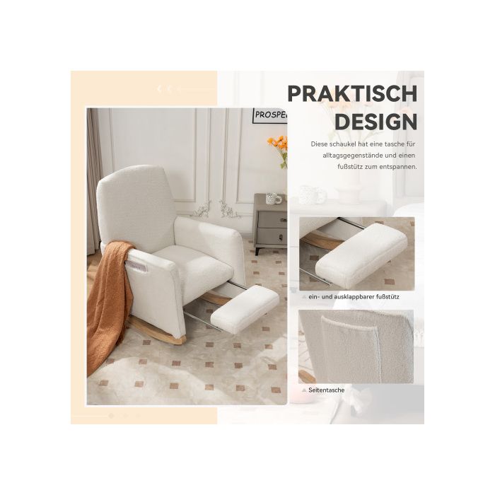 Fauteuil à bascule - MUVOE - Lounge - Tissu en laine - Repose-pieds - Design élégant