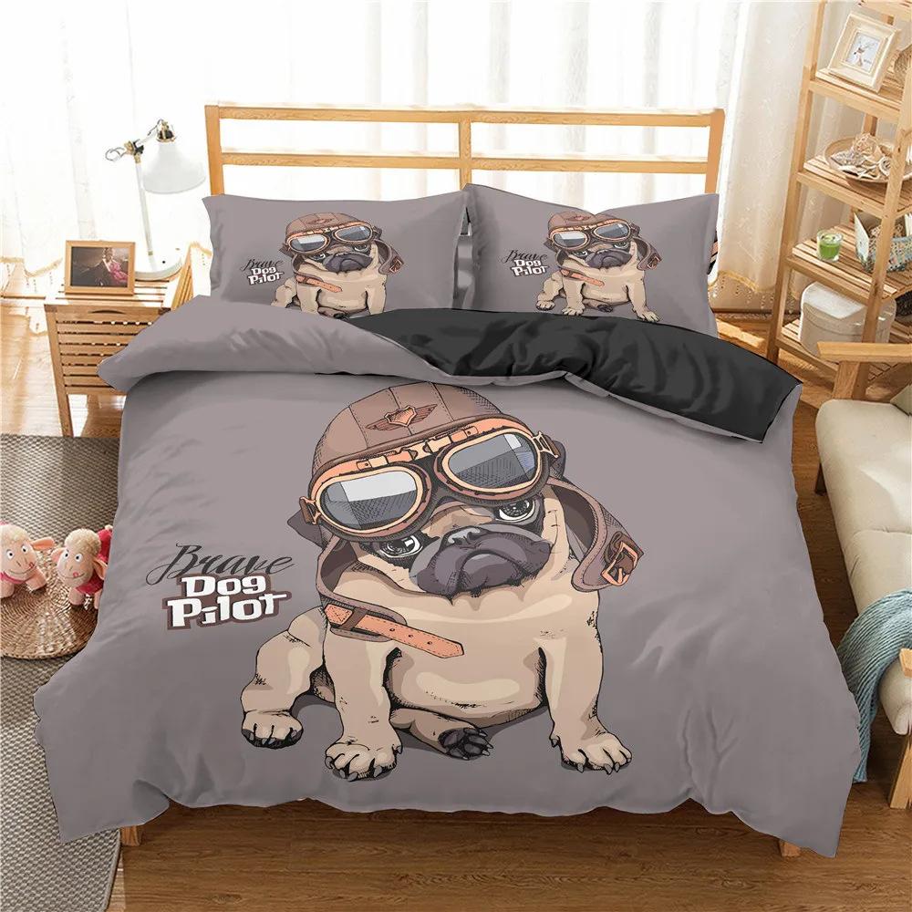 Cuete House Bedding 3D Digital Printing Cute Dog Duvet Quilt Cover Pillowcase Fashion Three-piece Set