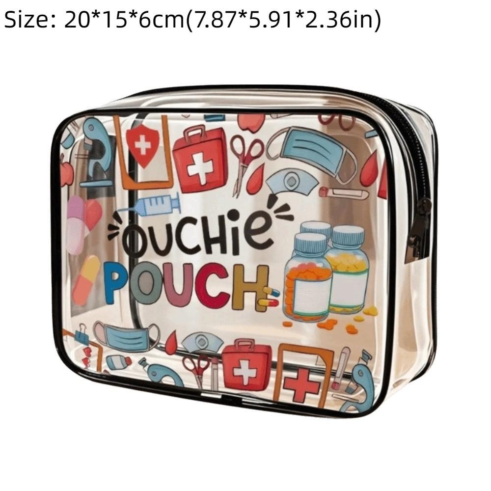 Trendy Large Capacity Makeup Bag Visible Medicine Theme Storage Bag Lightweight Multi-functional Cosmetic Bag for Women