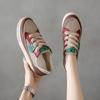 Мода Женская обувь 2024 Сетчатая женская вулканизированная обувь Дышащие женские кроссовки Смешанные цвета Шнуровка Плоская платформа Женская повседневная обувь