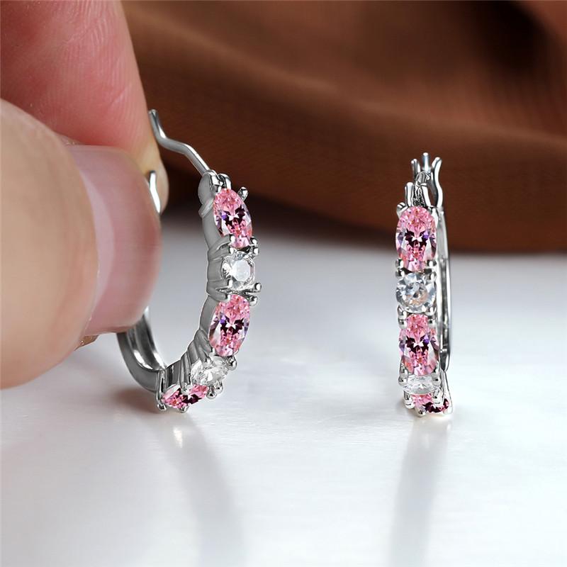 Овальные королевские синие красные розовые фиолетовые зеленые круглые серьги-кольца для женщин с белым цирконием маленькие свадебные украшения