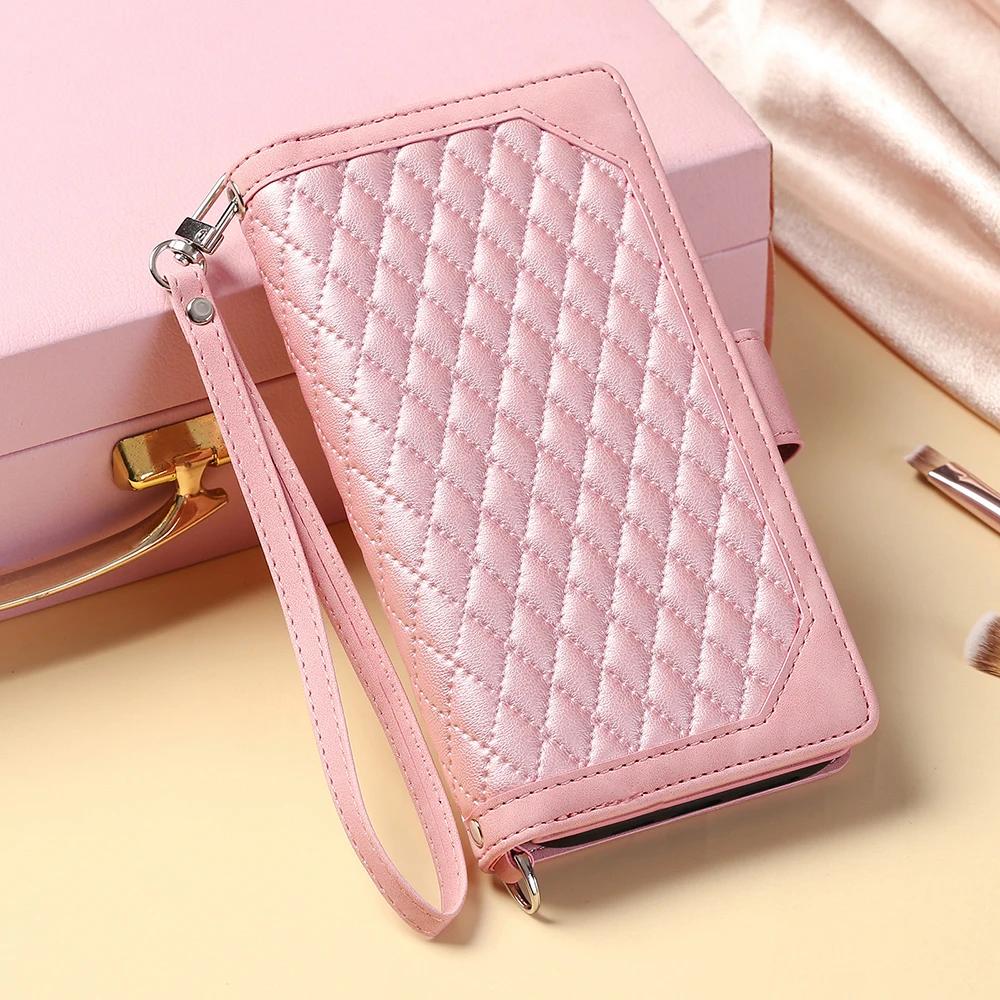 Zipper Wallet Flip Cover For iPhone 16 Pro Max 15 Plus 14 13 12 Pro 11 X XR XS 7 8 Plus SE 2022 SE 2020 Multi Card Slot Cover