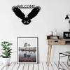 Eagle Welcome Sign 12"x 8" Metal Wall Art for Rustic Home Décor Patriotic Entrance and Outdoor Spaces with Majestic Eagle Design