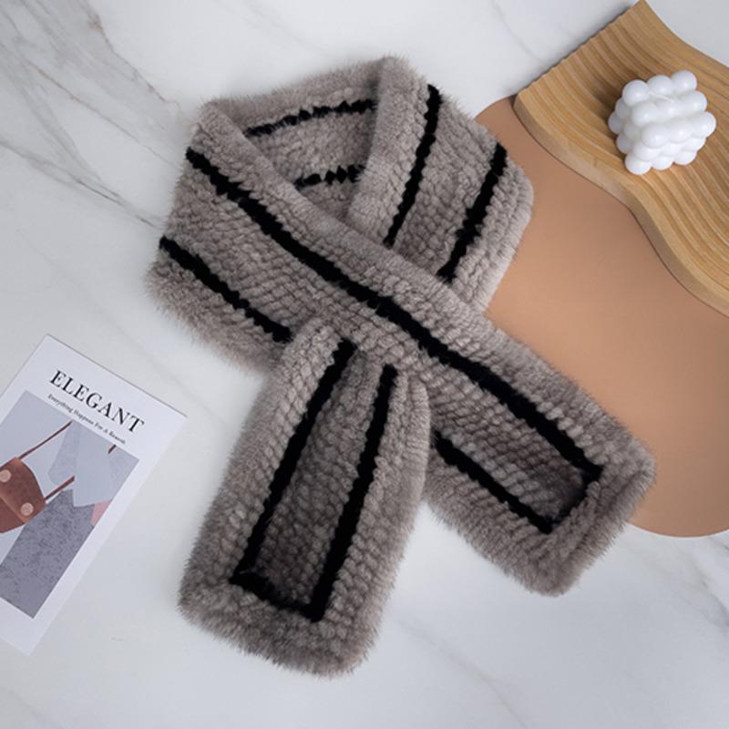 Winter New Mink Fur Woven Scarf Women Fashion Fur Neck Warmer Genuine Mink Fur Scarf Shawl Fashion Thick Warm Fur collar Scarves