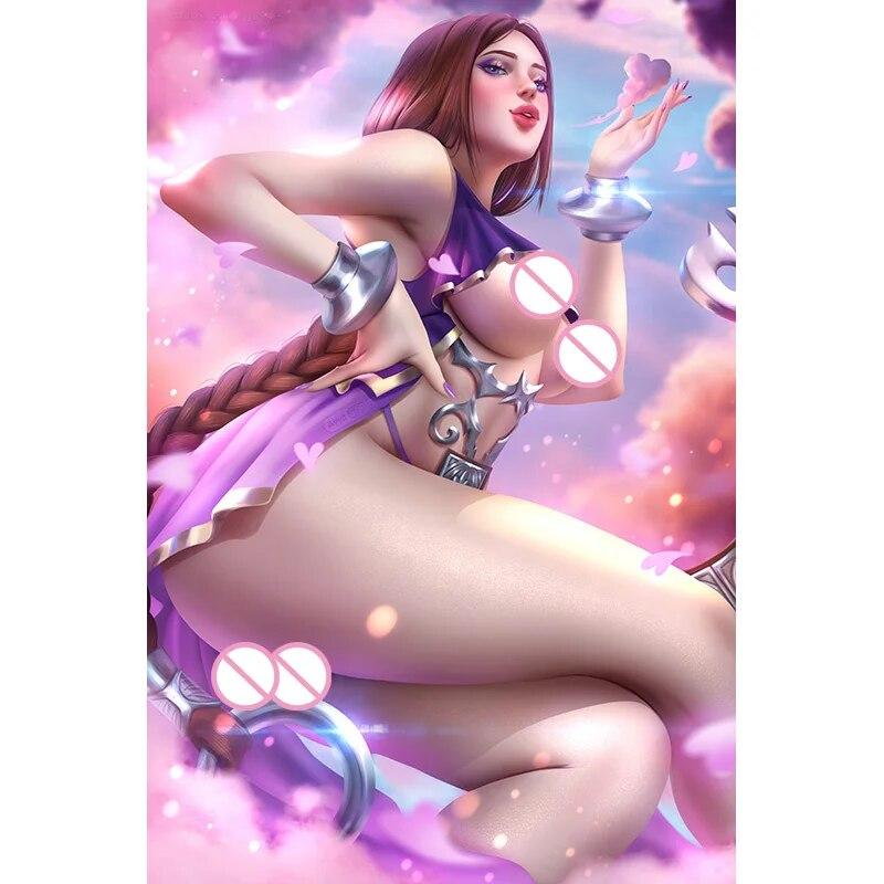 Печать на холсте, видеоигры, обнаженная Афродита, сексуальная девушка, художественный декор для спальни, гостиной, подвесная картина