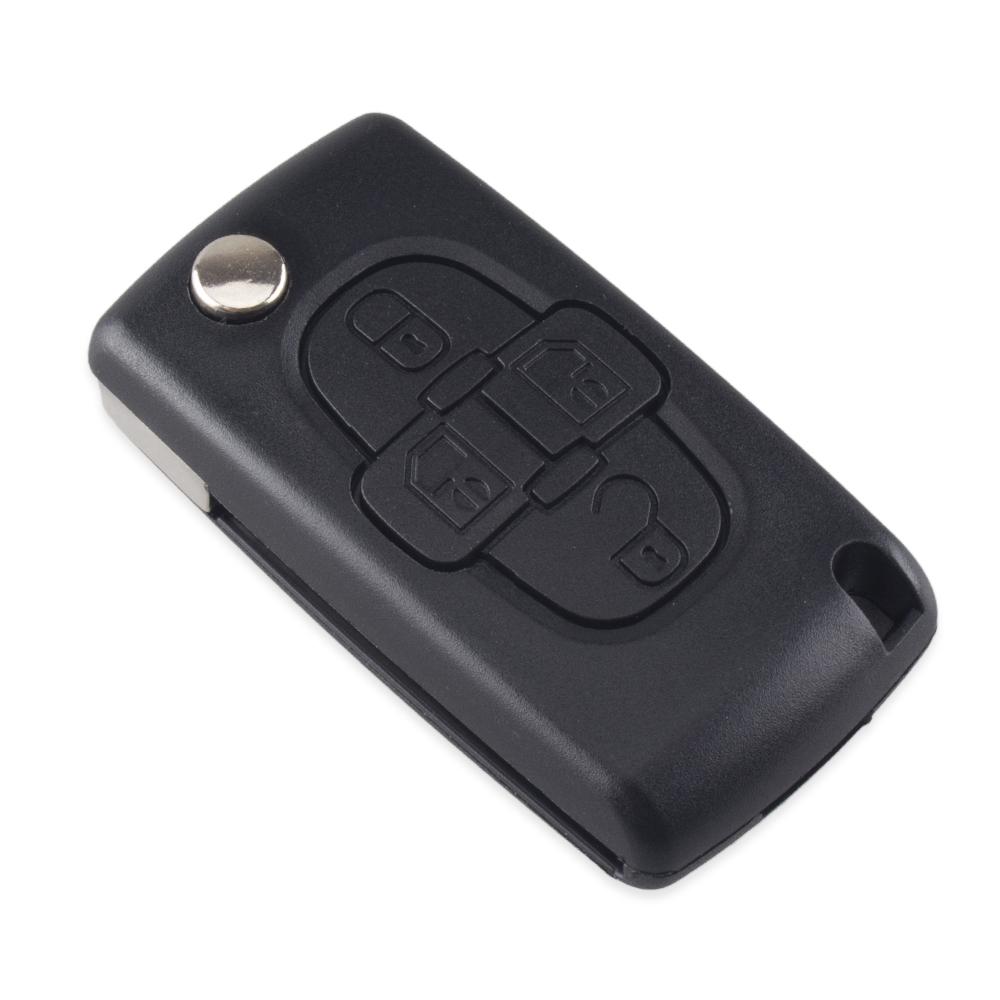 4 кнопки откидной чехол для дистанционного ключа для Peugeot 307 308 408 1007 для Citroen C4 C5 C8 Triomphe Quatre необработанное лезвие с канавкой CE0523