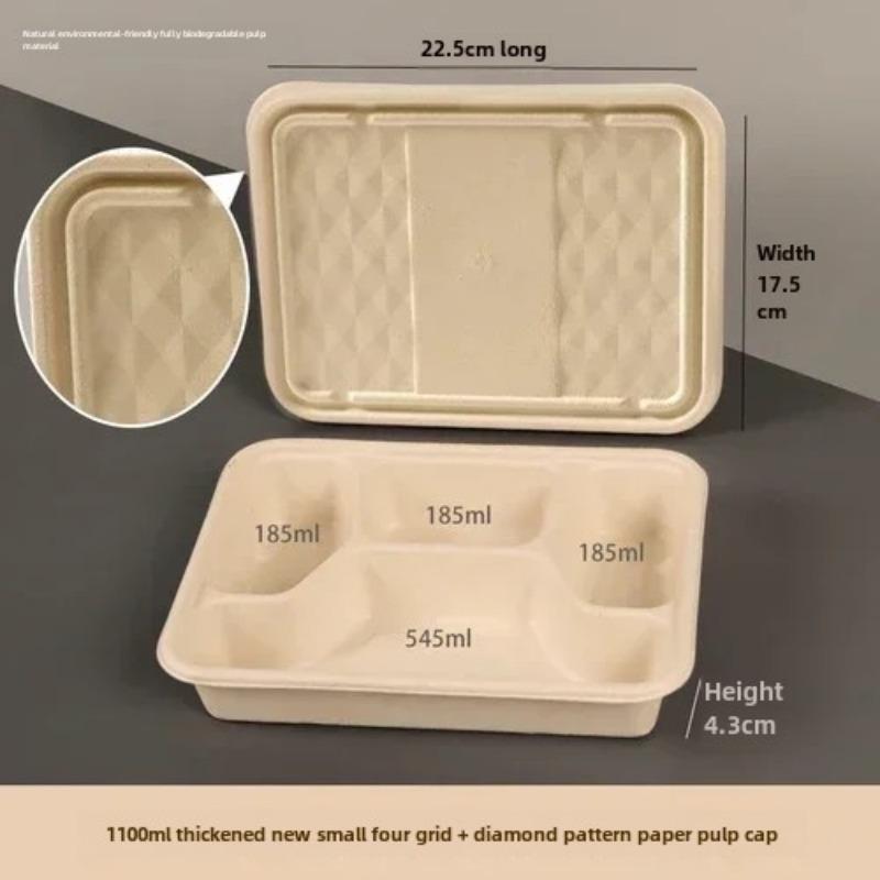 10 шт. одноразовая разделенная упаковочная коробка для доставки большой емкости многосетчатые бумажные ланч-боксы экологически чистые микроволновые целлюлозы