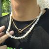 Аксессуары, Мужские ожерелья с имитацией жемчуга в ретро-стиле, Цепочки с металлической пряжкой Ot в стиле хип-хоп и хипстер