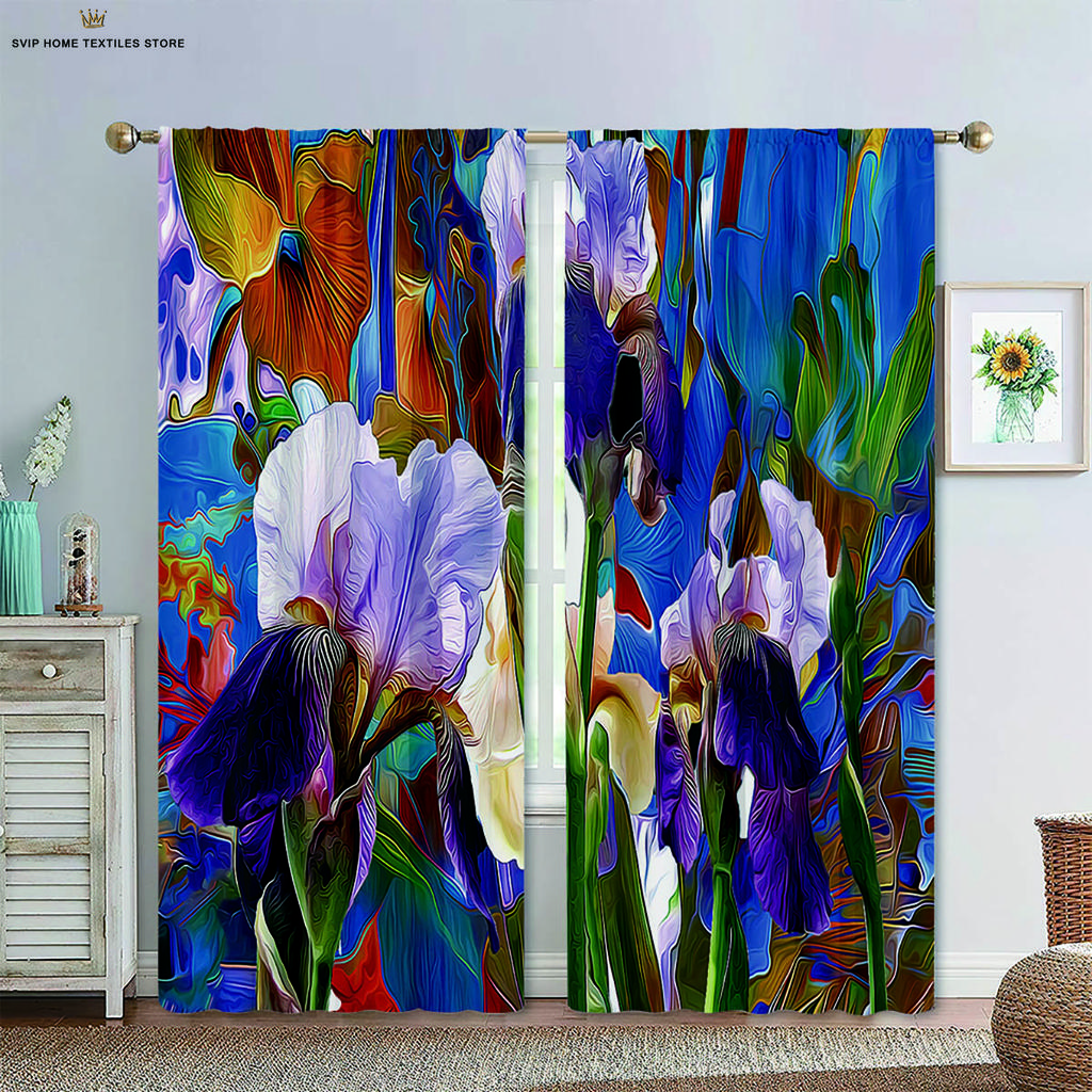 Шторы с цветочным принтом в пасторальном стиле для спальни, гостиной, кухни, декоративные, можно стирать в стиральной машине, комплект из 2 шт.