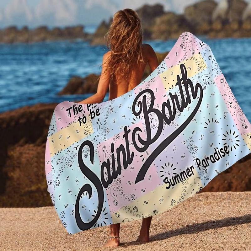 Blue White Striped Saint Barth Beach Towel Lightweight Quick Dry Microfiber Travel Swimming Bath Towel
