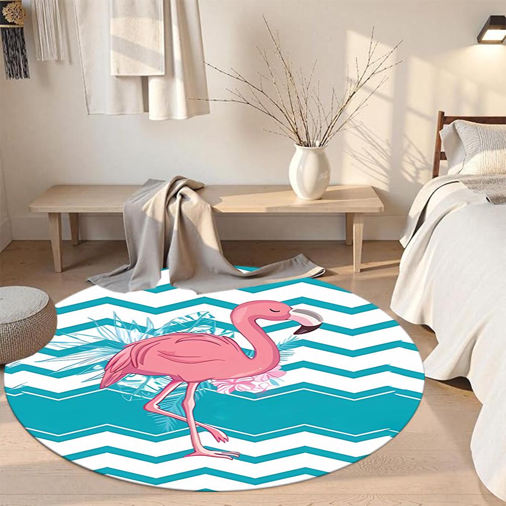 Flamingo Round Floor Rug Perfect for Dormitory Study room Game Room Bedrooms Anti-slip Round Rug Decorate Offices Gift for Festivals