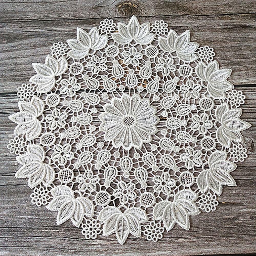 Hollow Delicate Cup Mat Lace Table Decoration Embroidery Flower Pad Placemat Doily Coaster
