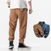 Мужские зимние коричневые вельветовые брюки свободного кроя Streetwear Джоггеры С карманами