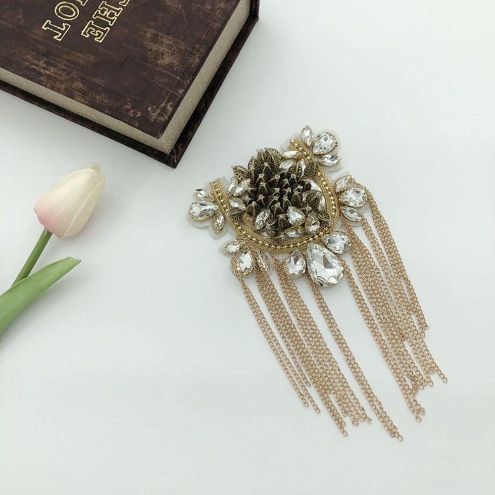 Skull Brooch Shoulder Board Cool Jacket Vintage Brooch Tassel Chain Epaulette  Knight's uniform