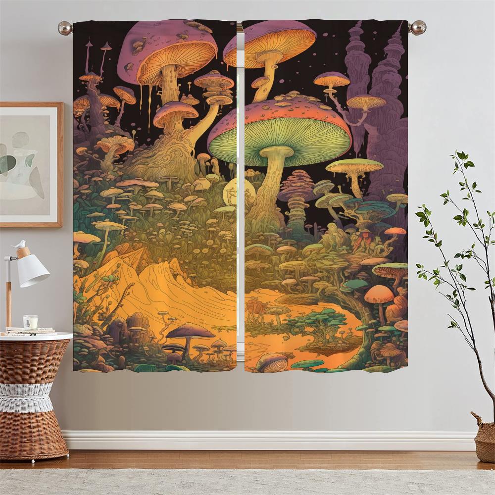 Abstract Mushroom Pattern Christmas Curtains for Living Room Ready Curtains Cheap Things With Free Shipping for Home Blind Curls