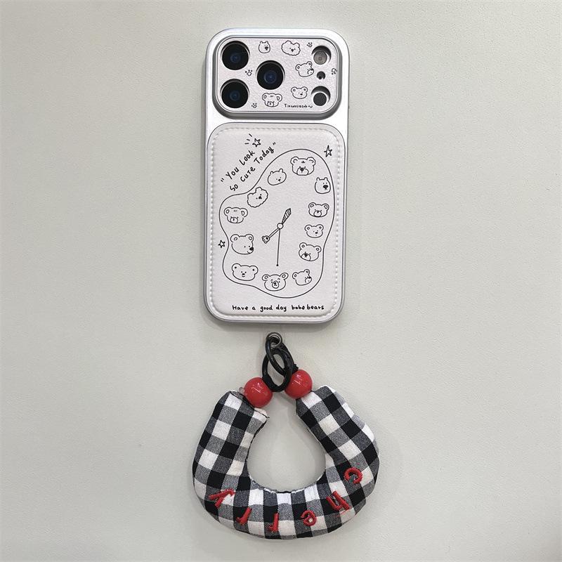 Часы-окно с Медвежонком Чехол для iPhone 15/14 - Совместим с Apple 17/16 Pro Max, Защитный чехол от падений