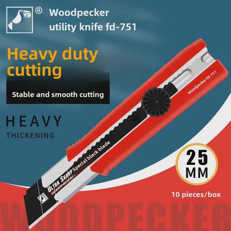 Нож Woodpecker 25 мм, прочный, для резки бумаги, кожи и обоев