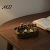 Niche Creative Holiday Present Mini Christmas Nativity Set in A Tin Box, 3D Printed Pocket Size Holy Family Retro Metal Storage Box Figurines,