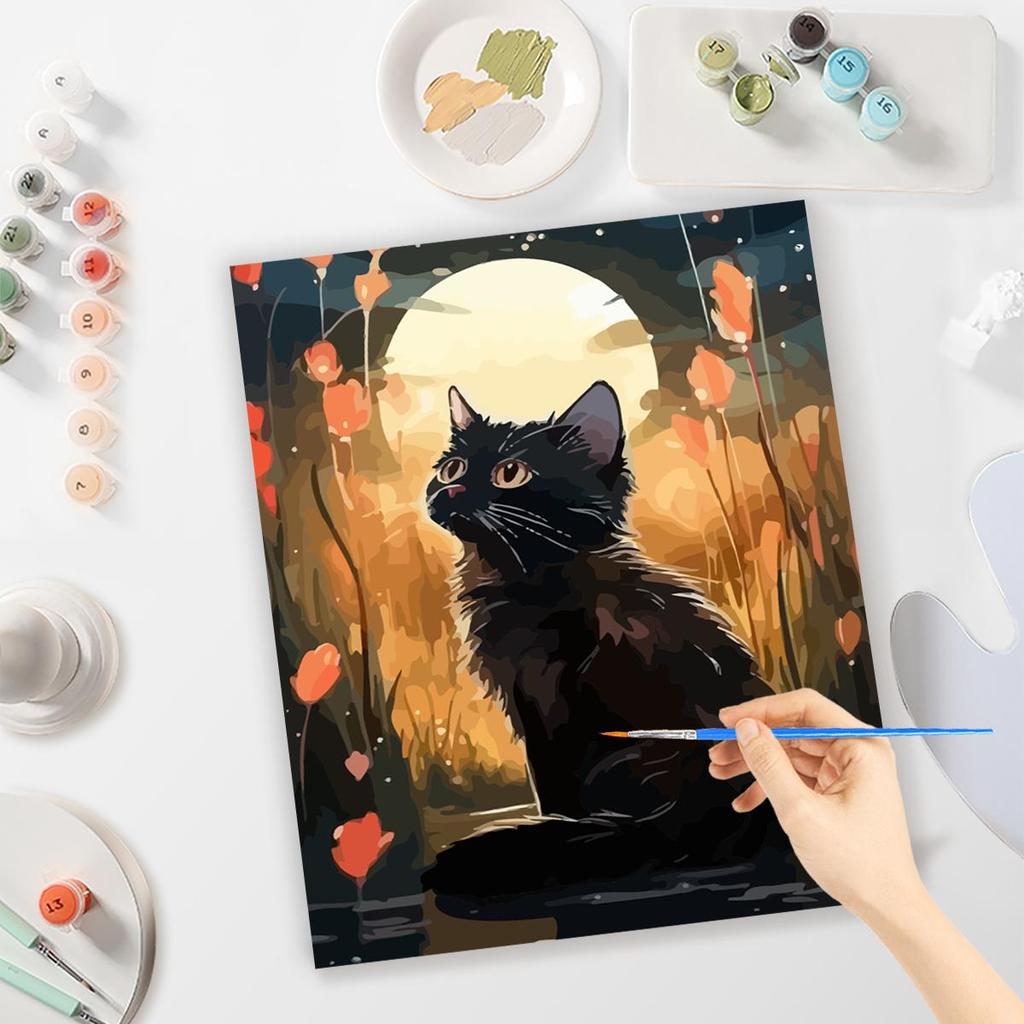 RUOPOTY Black Cat Diy Painting By Number Animals Acrylic Paint For Crafts Diy Gift Marker By Numbers Handpainted On Canvas 60x75cm